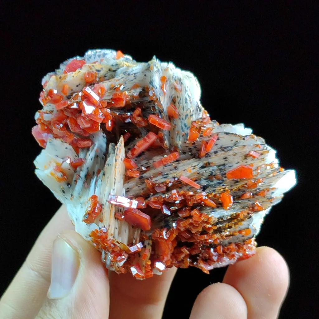 Vanadinite with barite,calcite & goethite from Maroc, Région Drâa-Tafilalet, Province de Midelt, District minier de Mibladen, Mibladen image