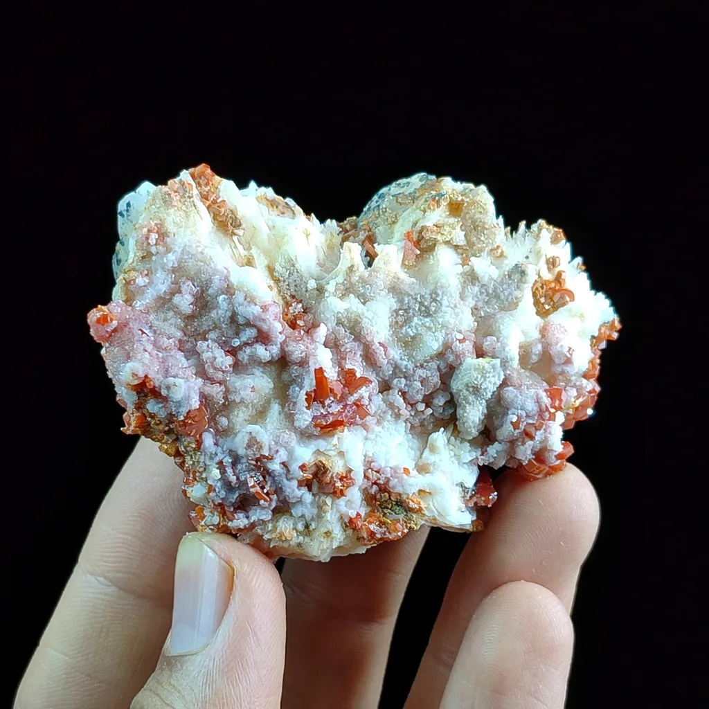 Vanadinite with barite,calcite & goethite from Maroc, Région Drâa-Tafilalet, Province de Midelt, District minier de Mibladen, Mibladen - image 4