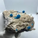 Very Rare Deep Blue Natural Cavansite Blossoms/Cavensite Crystal On Matrix With Stilbite Blades.. - image 9