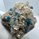 Very Rare Deep Blue Natural Cavansite Blossoms/Cavensite Crystal On Matrix With Stilbite Blades.. - image 3