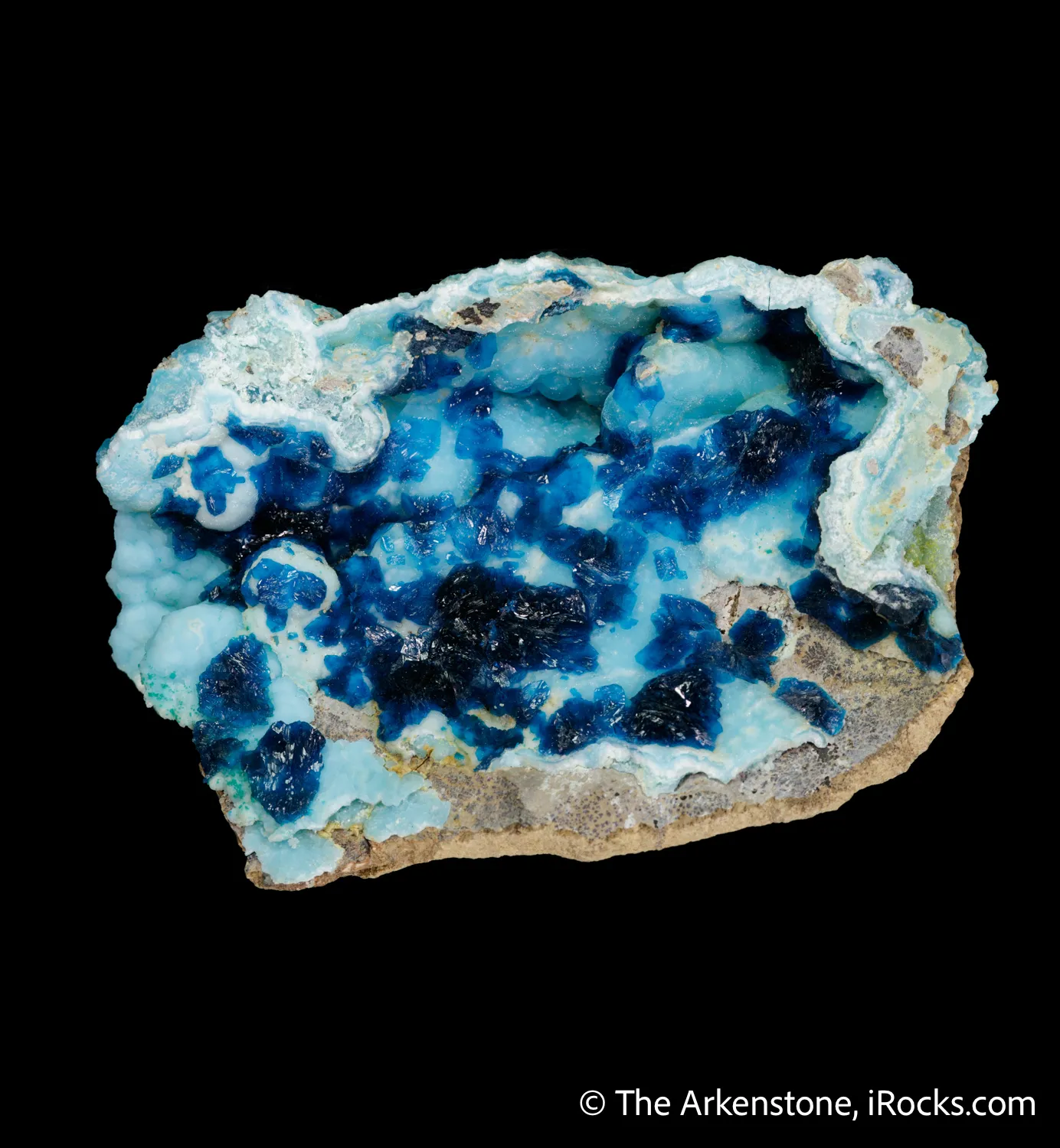 Veszelyite in Hemimorphite pocket - image 1