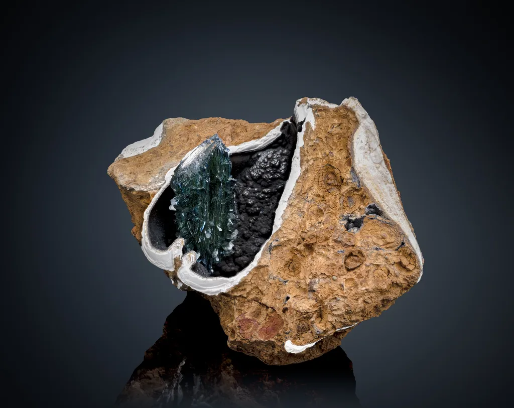 Vivianite on Goethite in Shell