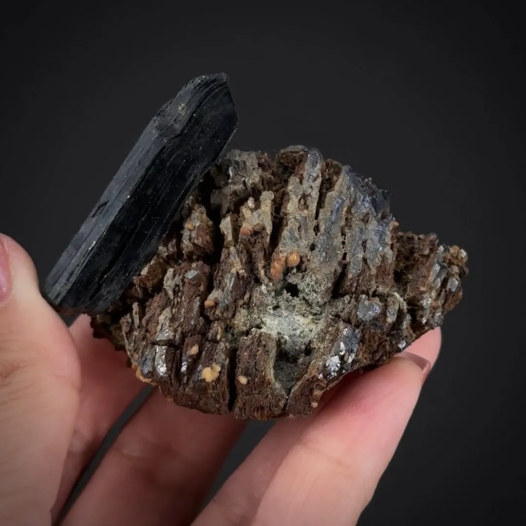 Vivianite on Siderite with Galena - image 1