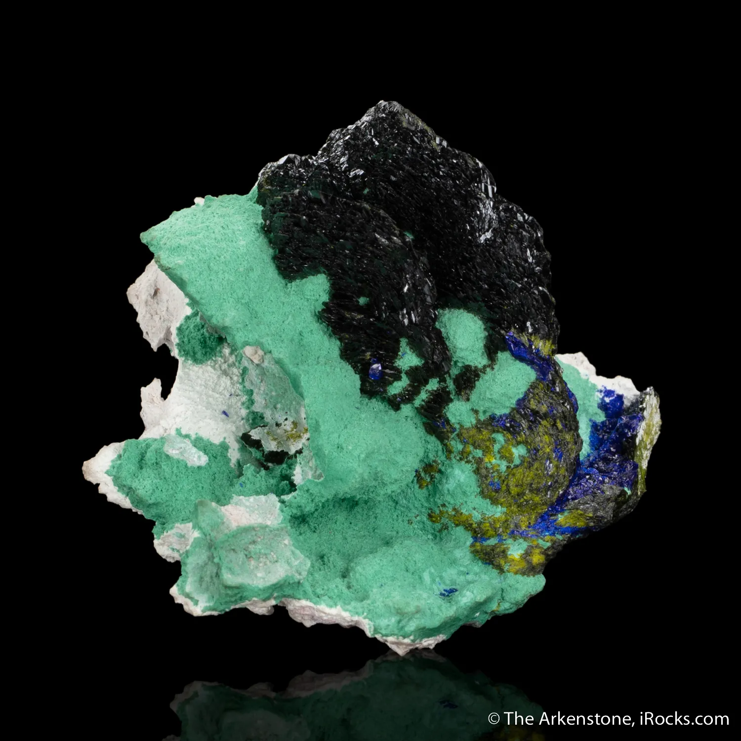 Volborthite and Azurite on Malachite - image 3