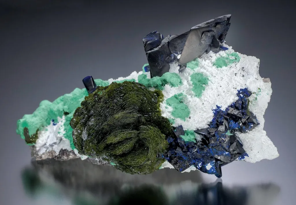 Volborthite, Azurite, Malachite image