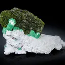 Volborthite with Malachite & Azurite on Dickite - image 1