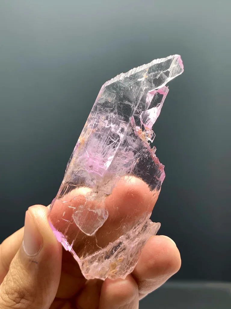 Water Etched Transparent Pink Kunzite Crystal, Fluorescent  Collector's  Mineral from Afghanistan - image 5