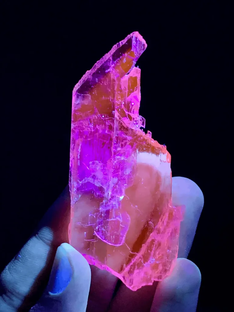 Water Etched Transparent Pink Kunzite Crystal, Fluorescent  Collector's  Mineral from Afghanistan - image 3