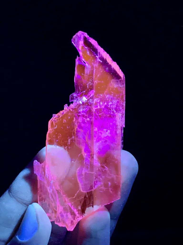 Water Etched Transparent Pink Kunzite Crystal, Fluorescent  Collector's  Mineral from Afghanistan - image 6