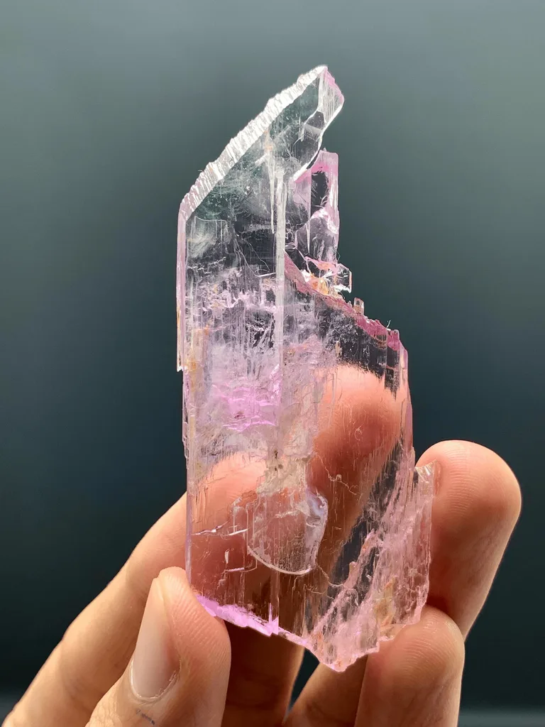 Water Etched Transparent Pink Kunzite Crystal, Fluorescent  Collector's  Mineral from Afghanistan - image 8