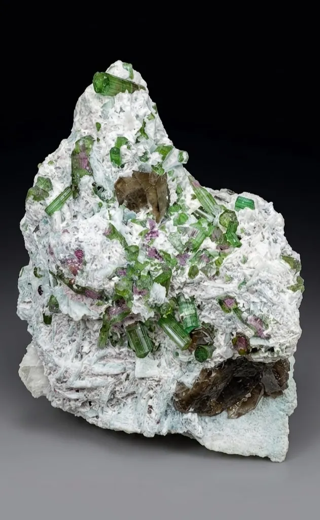 Watermelon Tourmaline combined smokey quartz - image 2