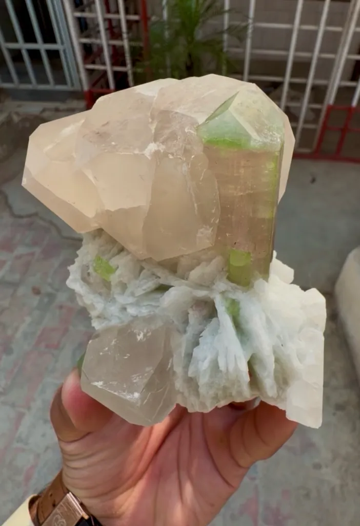 Watermelon Tourmaline with Quartz from Afghanistan image