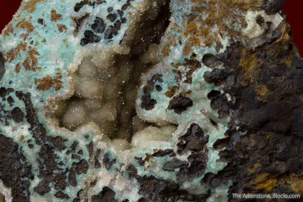 Wavellite with Turquoise and Pyrolusite - image 3