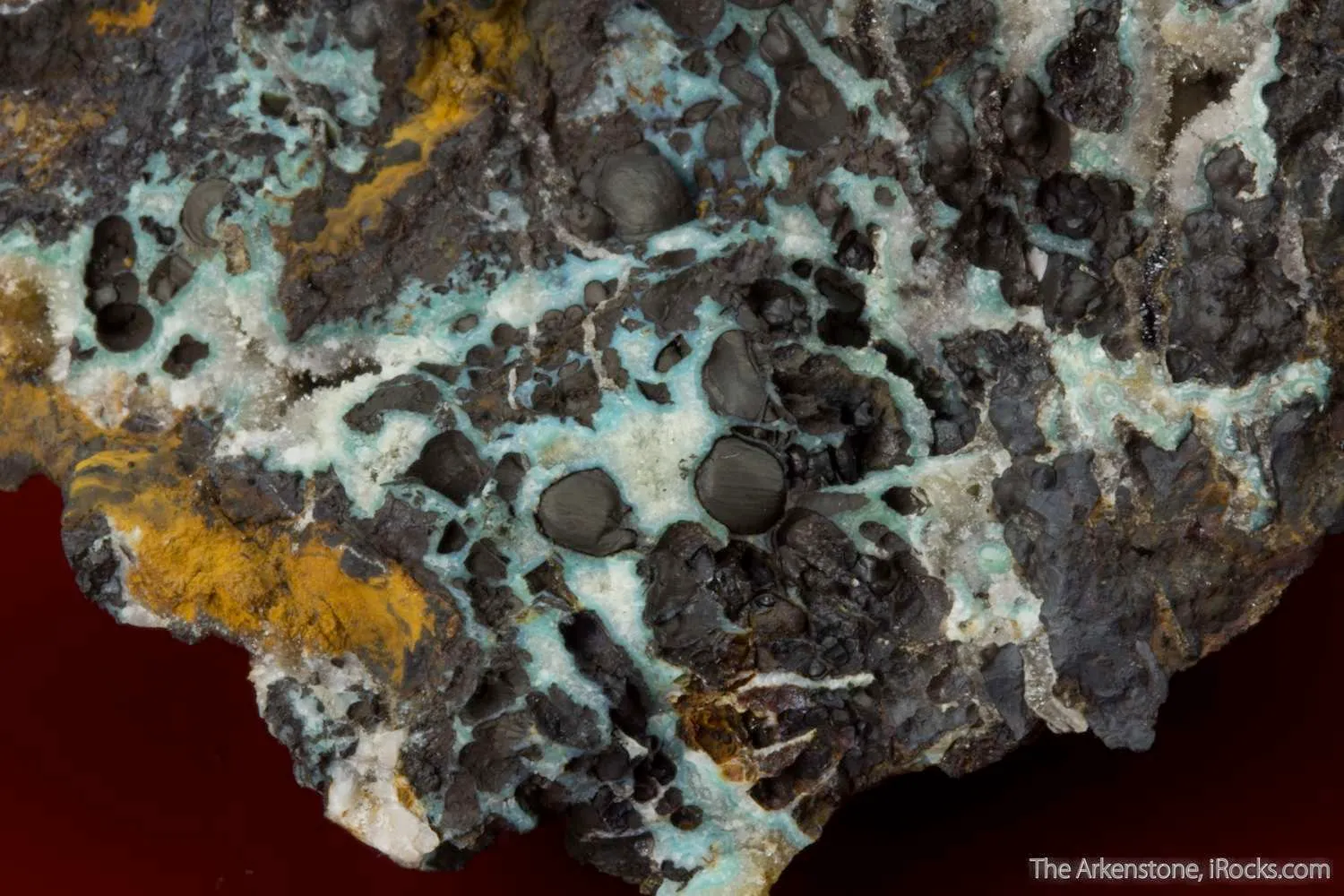 Wavellite with Turquoise and Pyrolusite - image 4