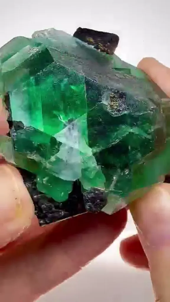 What a fine Erongo Fluorite with Schorl - Mineral Specimen from Erongo, Namibia image