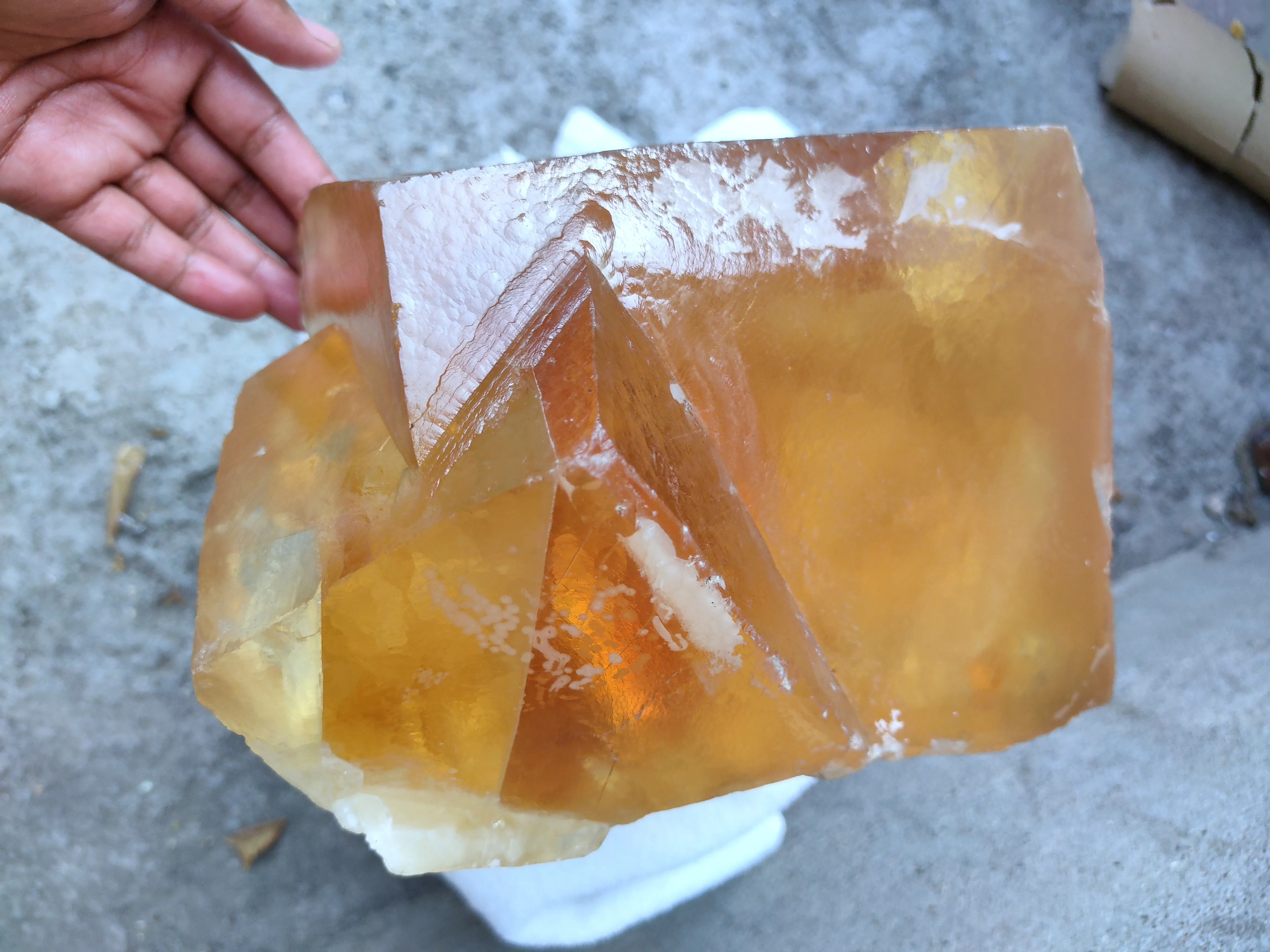 Wt. 13 kg Larger Size Honey Calcite Crystal, Rare Unique Specimen, Meusum Specimen - image 9