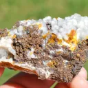 Wulfenite and Smithsonite 388 grams - Ojuela Mine, Mapimí, Mapimí Municipality, Durango, Mexico - image 7