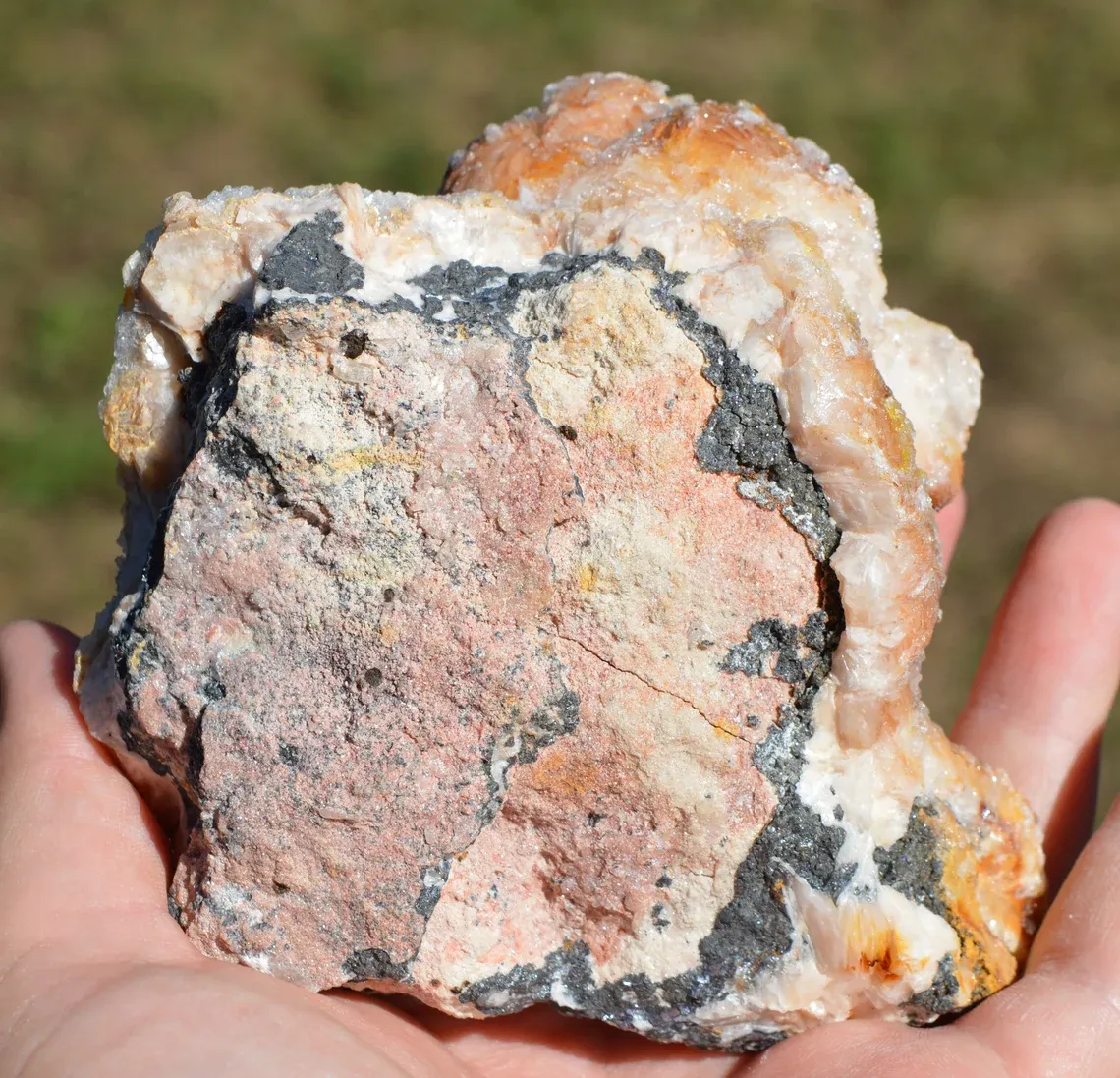 Wulfenite & Barite & Galena 1310 grams - Les Dalles Mine, Mibladen, Drâa-Tafilalet Region, Morocco - image 7