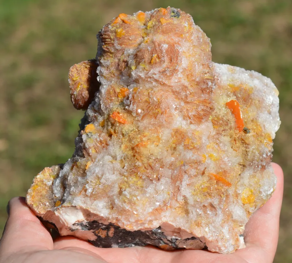 Wulfenite & Barite & Galena 1310 grams - Les Dalles Mine, Mibladen, Drâa-Tafilalet Region, Morocco image