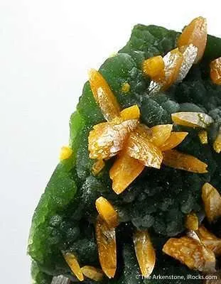 Wulfenite (Bipyramidal) on Mimetite - image 3