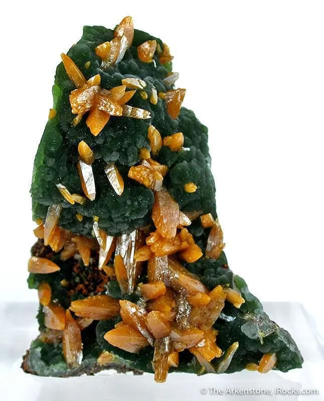 Wulfenite (Bipyramidal) on Mimetite - image 1