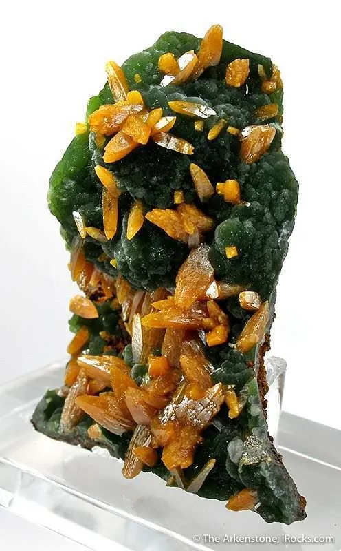Wulfenite (Bipyramidal) on Mimetite - image 2