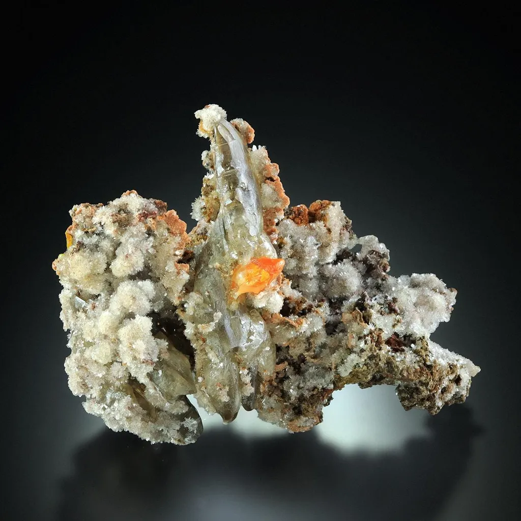 Wulfenite, Cerussite & Calcite