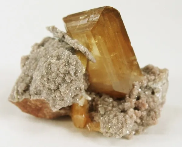 Wulfenite, Dolomite (Var: Cobaltoan Dolomite) image