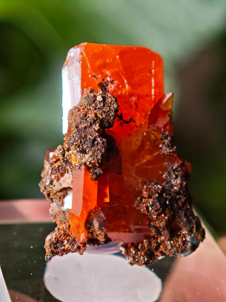 Wulfenite from Red Cloud Mine, USA. Aesthetic crystals, glassy luster, beautiful red-orange color - image 7