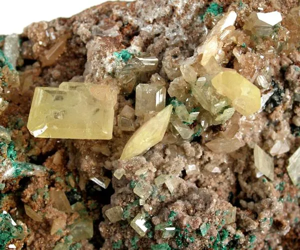 Wulfenite, Malachite, Smithsonite (Var: Cobaltoan Smithsonite) - image 2