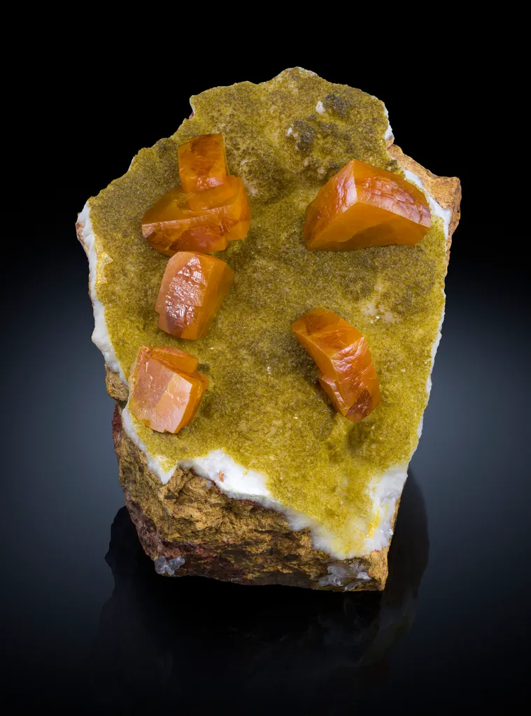 Wulfenite on Arsenic-rich Vanadinite & Calcite image