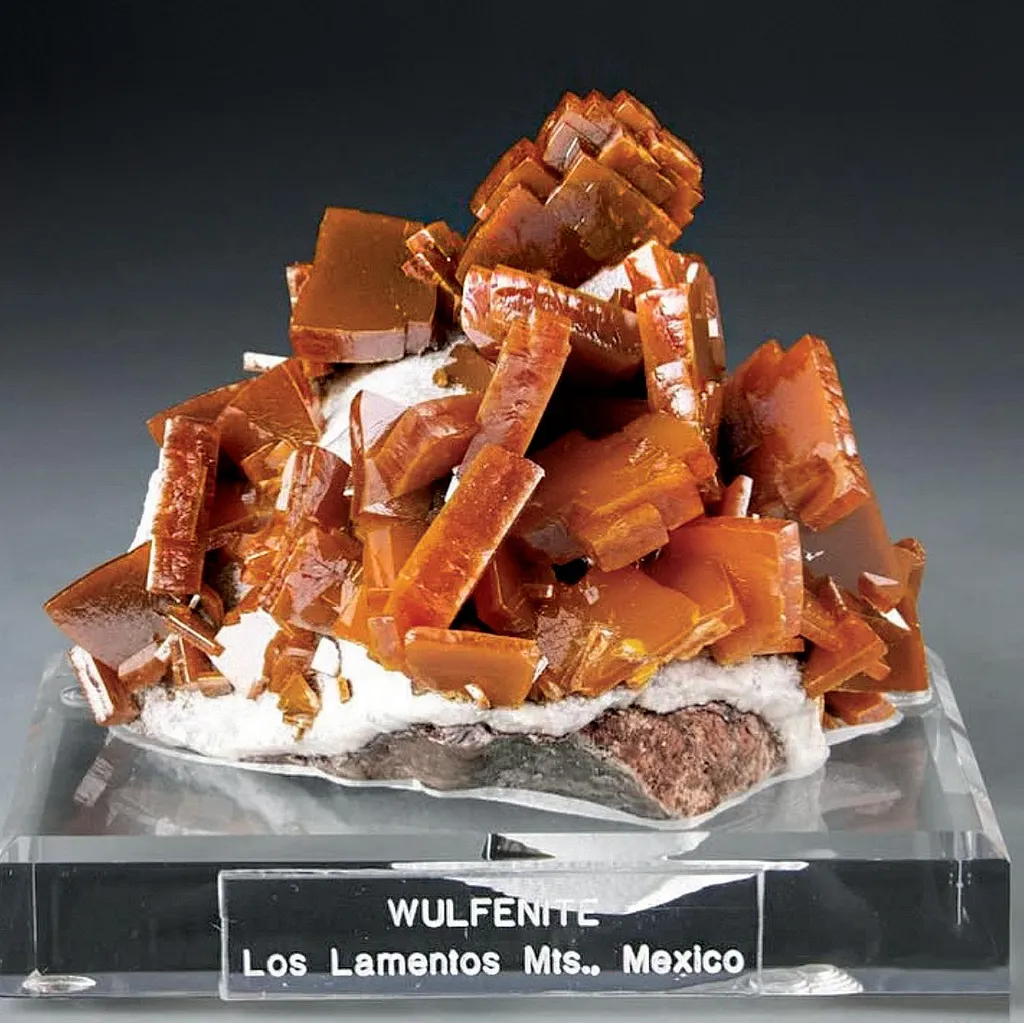 Wulfenite on Calcite image