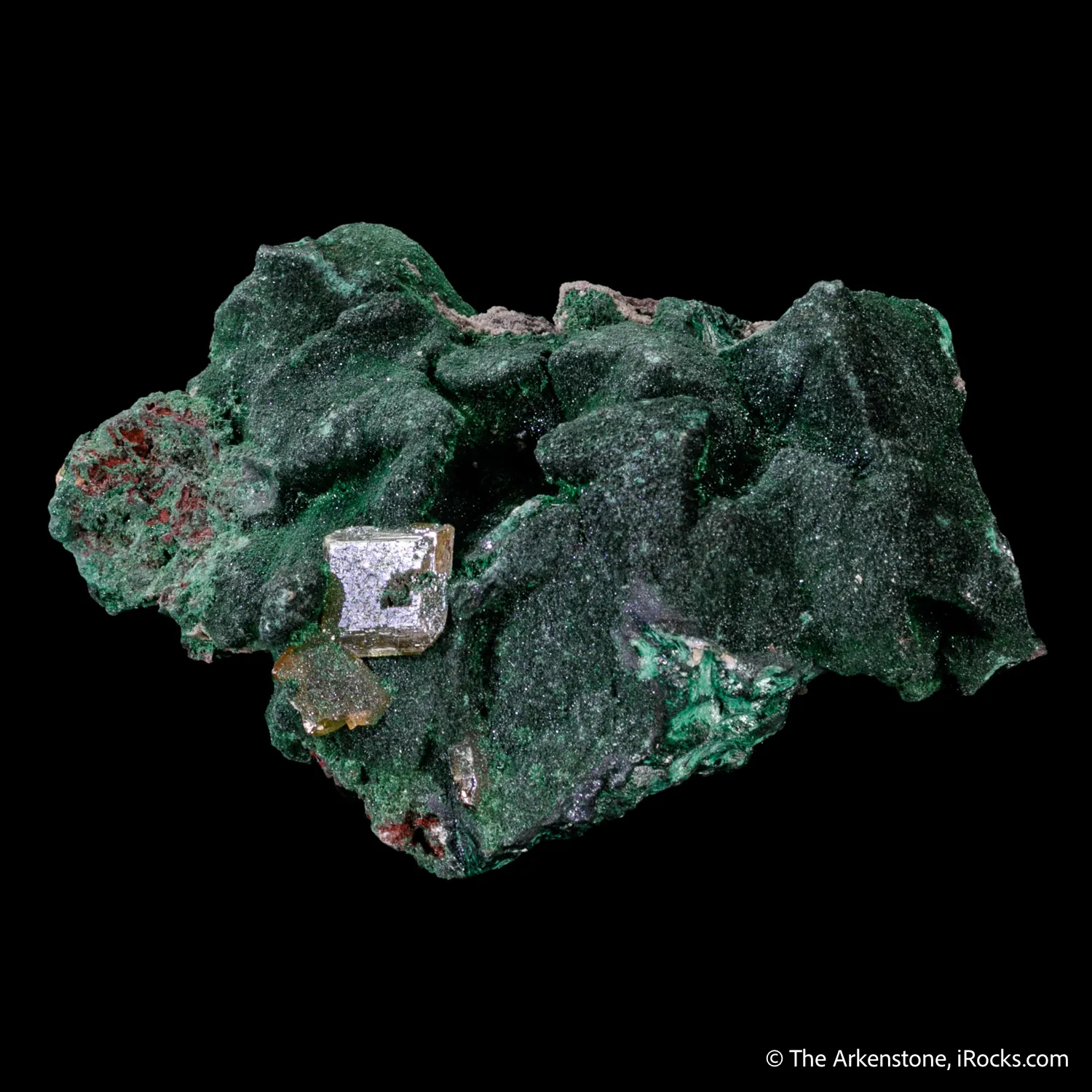Wulfenite on Malachite ps. after Tennantite - image 4
