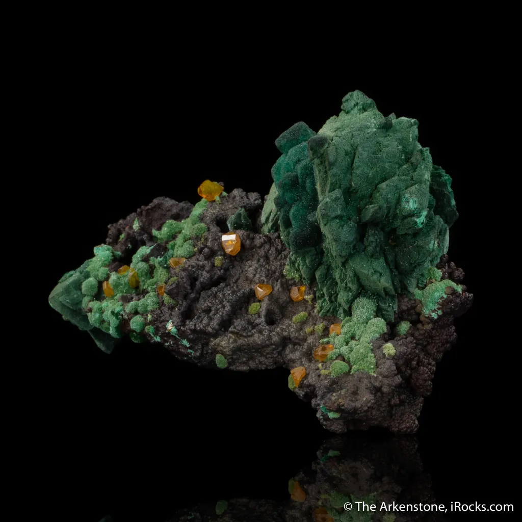 Wulfenite on Malachite ps. Azurite - image 4