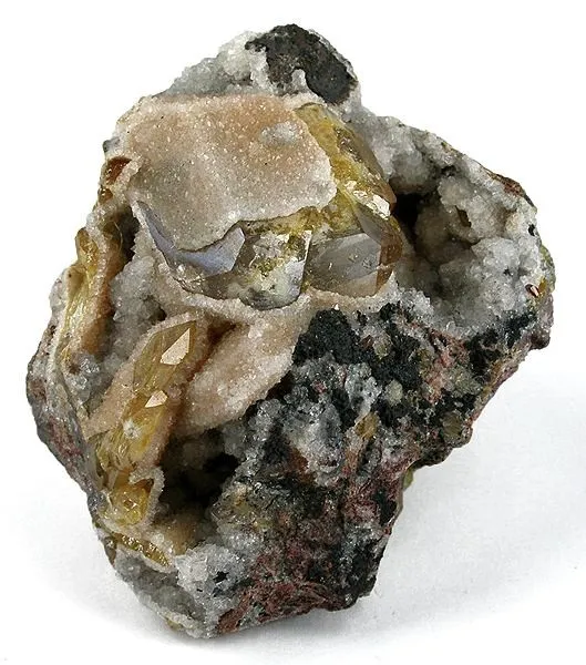 Wulfenite, Quartz image