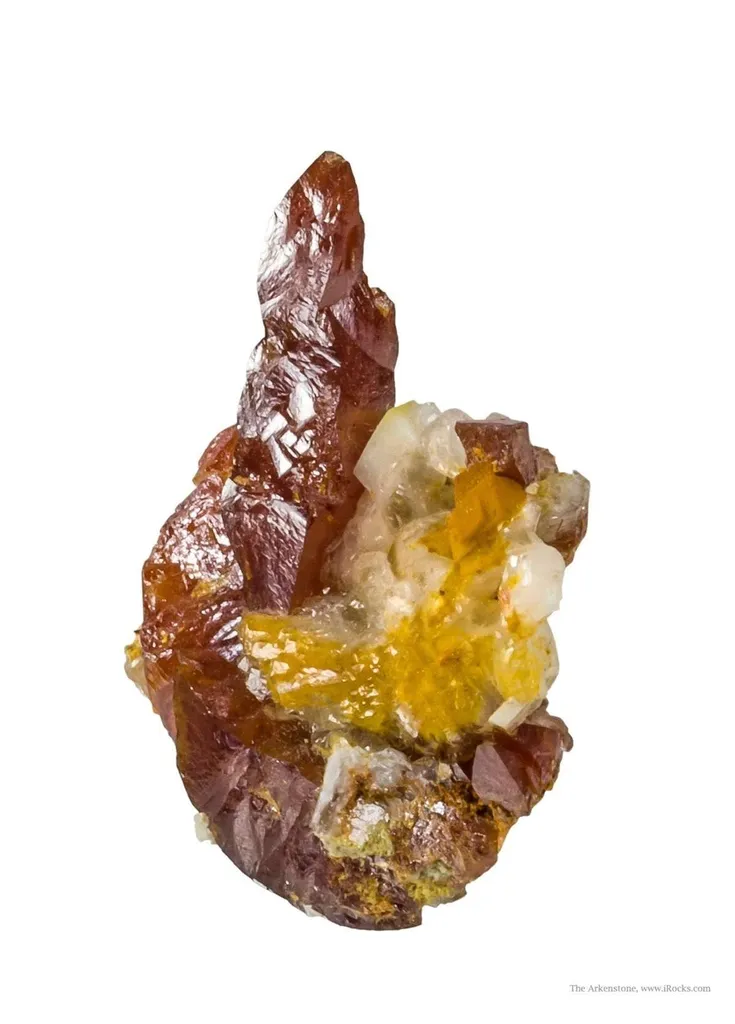 Wulfenite (Unusual Bipyramidal Xls) on Calcite image