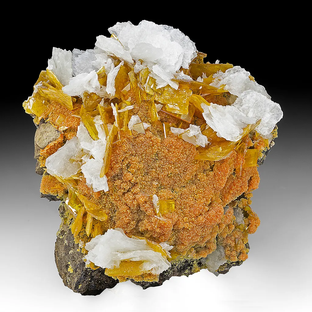 Wulfenite with Barite, Mimetite image