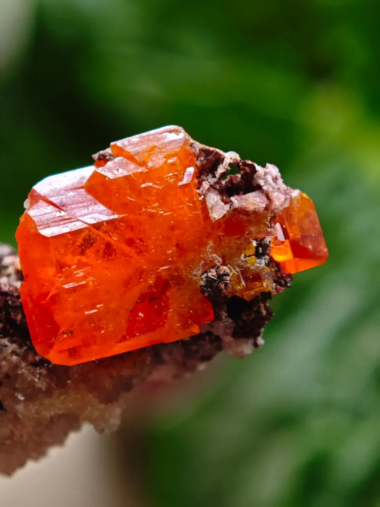 Wulfenite with calcite from Rowley Mine, USA. A very lustrous cluster from this famous locality.  Aesthetic and eye-catching specimen - image 8