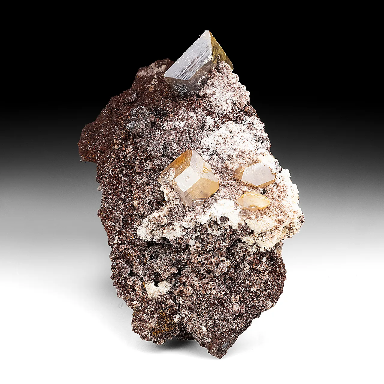 Wulfenite with Calcite, Quartz, Goethite - image 1