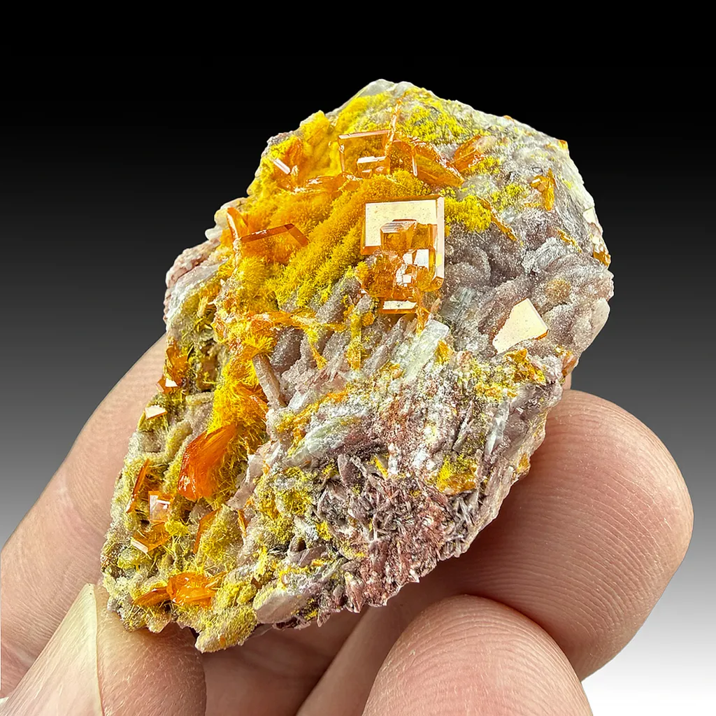 Wulfenite with Mimetite, Barite image