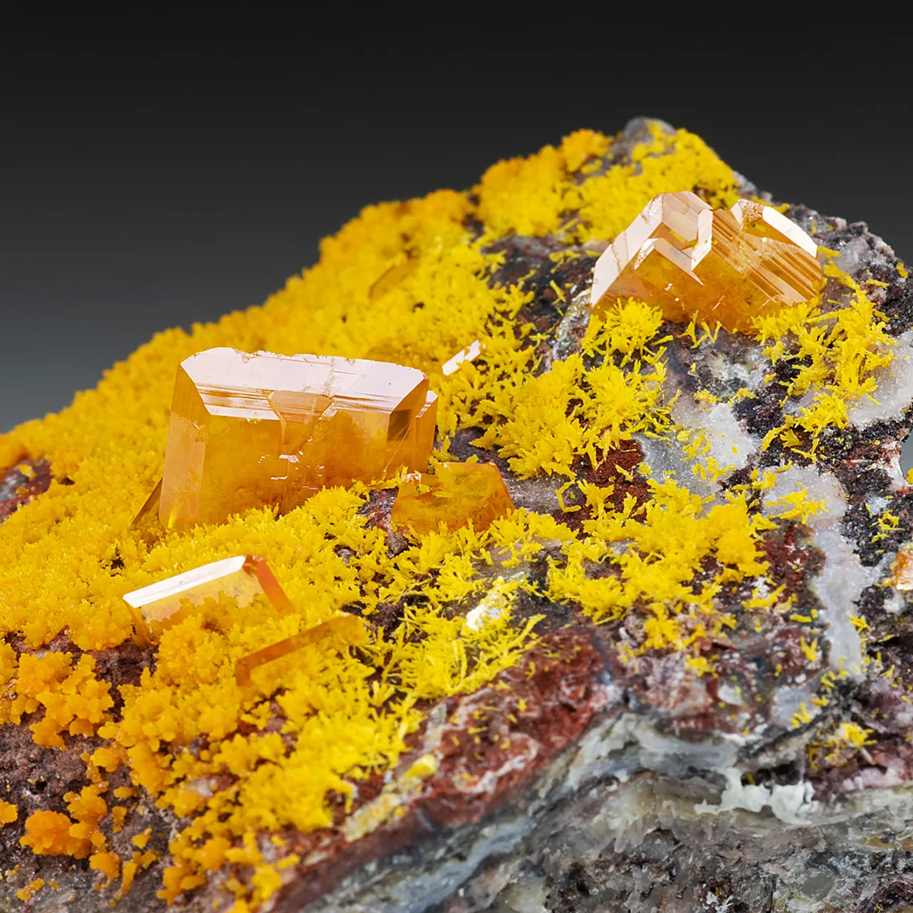 Wulfenite with Mimetite, Barite - image 1