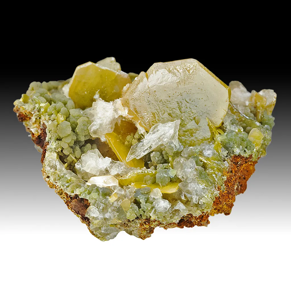 Wulfenite with Mimetite, Calcite image