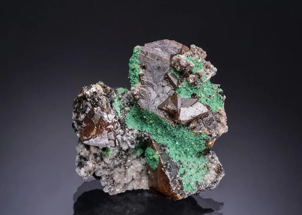 Wulfenite with Zincolivenite Dolomite and Tennantite image