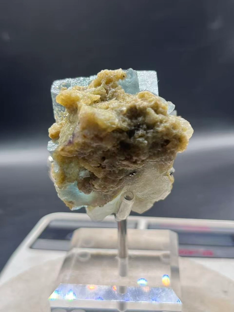 Yaogangxian Teal‑Green Etched Fluorite with Dolomite‑Quartz Matrix, Hunan, China - image 5