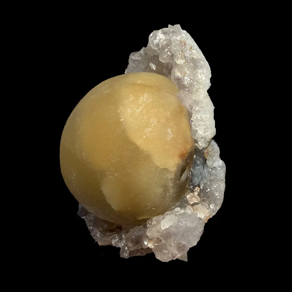 Yellow Botryoidal Fluorite on Amethyst Matrix – Indian Mineral Specimen from Madhya Pradesh - image 6