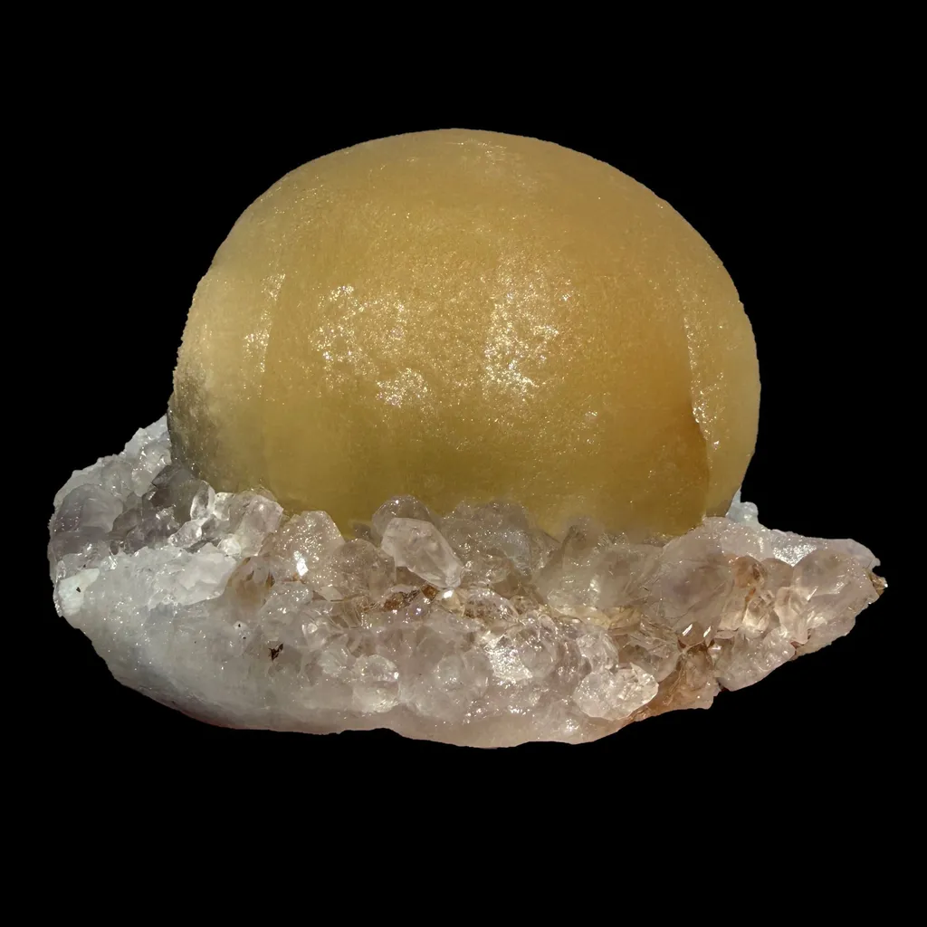 Yellow Botryoidal Fluorite on Amethyst Matrix – Indian Mineral Specimen from Madhya Pradesh - image 5