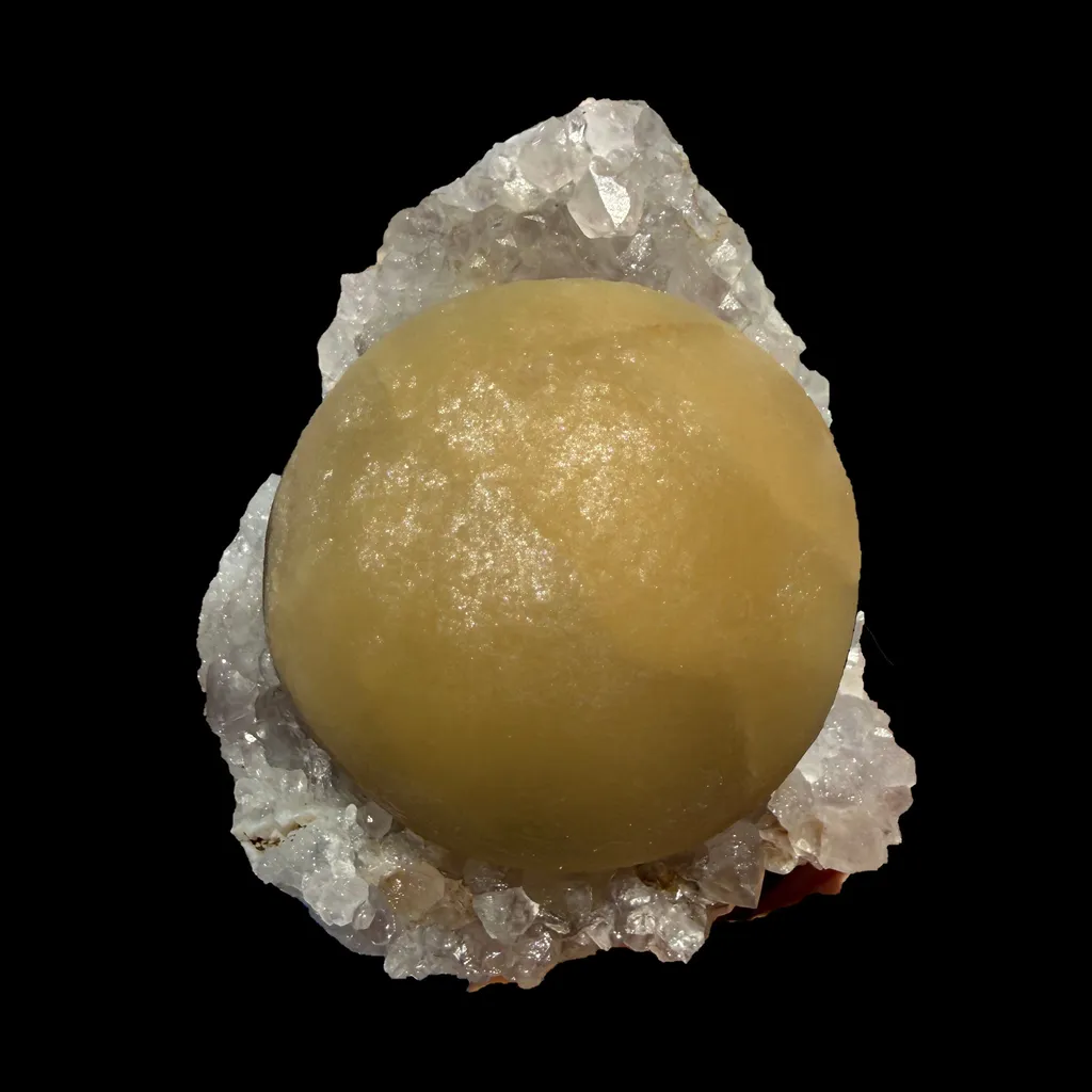 Yellow Botryoidal Fluorite on Amethyst Matrix – Indian Mineral Specimen from Madhya Pradesh image