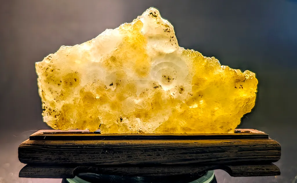 Yellow Brucite with Cluster of Concentric Radial Growth - image 2