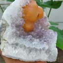 Yellow Fluorite on Amethyst with Quartz natural - image 8