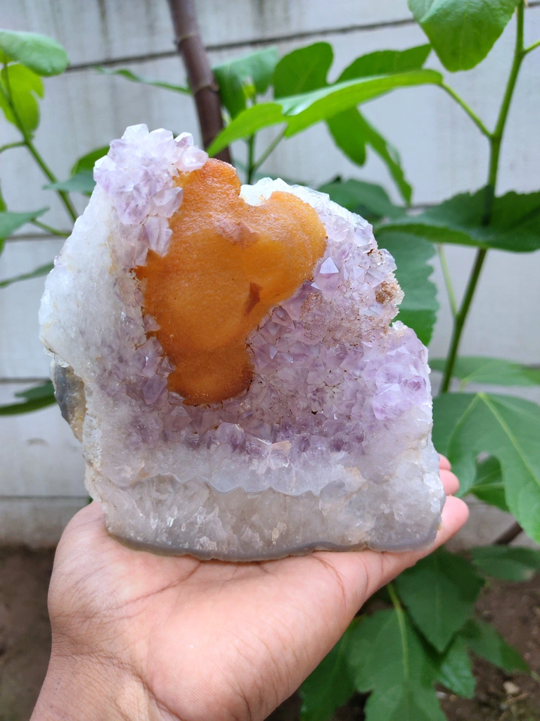 Yellow Fluorite on Amethyst with Quartz natural - image 2
